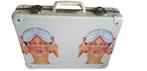 Retro vintage jaren 80 kartonnen koffertje vrouw met skibril, Overige typen, Ophalen of Verzenden