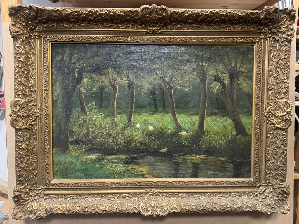 GERRETSEN, Martinus Wilhelmus schilderij, Antiek en Kunst, Kunst | Schilderijen | Klassiek, Ophalen of Verzenden