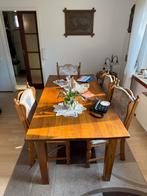 Massief Houten Eettafel + 5 Stoelen, Ophalen, Gebruikt