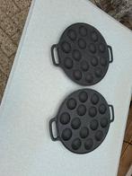 2 stuks zgan gietijzeren poffertjes plaat, Ophalen of Verzenden, Zo goed als nieuw, Rvs, Koekenpan of Braadpan
