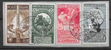 Italië 1911 Sassone 92-95 echt gebruikt op briefstukje zie s beschikbaar voor biedingen