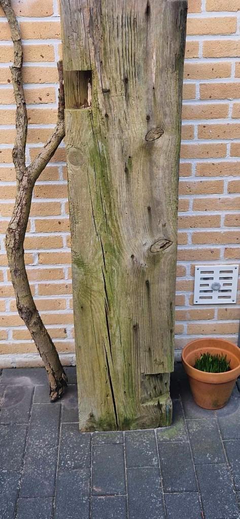 Prachtige oude massieve balk (of meerpaal) (brocante), Tuin en Terras, Tuinwanddecoratie, Gebruikt, Ophalen
