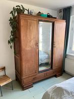 Vintage houten kledingkast spiegel amsterdamse school, Huis en Inrichting, Kasten | Kledingkasten, Ophalen, Kersenhout, 150 tot 200 cm