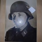 Groot formaat foto Luftwaffe militair met Stahlhelm / logo, Verzamelen, Militaria | Tweede Wereldoorlog, Ophalen of Verzenden