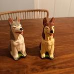 Vintage 2 gipsen beschilderde hondjes, Ophalen of Verzenden, Gebruikt, Dier