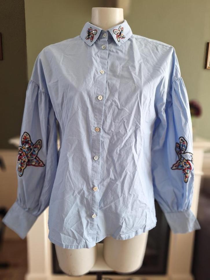 Pom Amsterdam blouse mt 34 gratis verz in NL, Kleding | Dames, Blouses en Tunieken, Gedragen, Maat 42/44 (L), Blauw, Verzenden