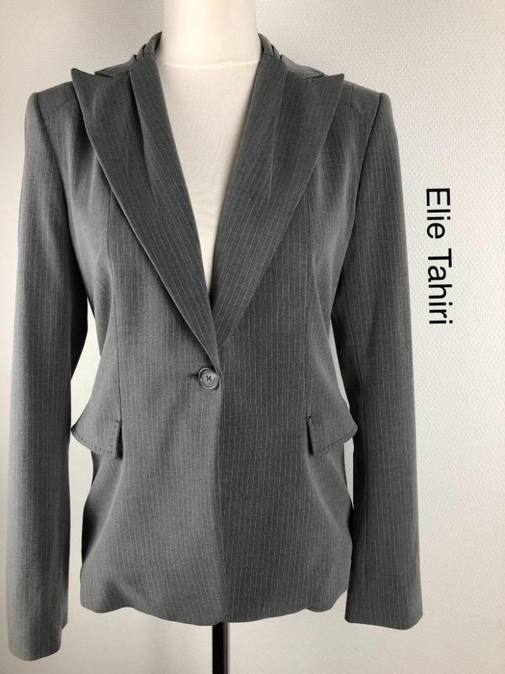 Elie Tahari Blazer  (mt: 40) 4,3/8445, Kleding | Dames, Jasjes, Kostuums en Pakken, Zo goed als nieuw, Maat 38/40 (M), Grijs, Ophalen of Verzenden