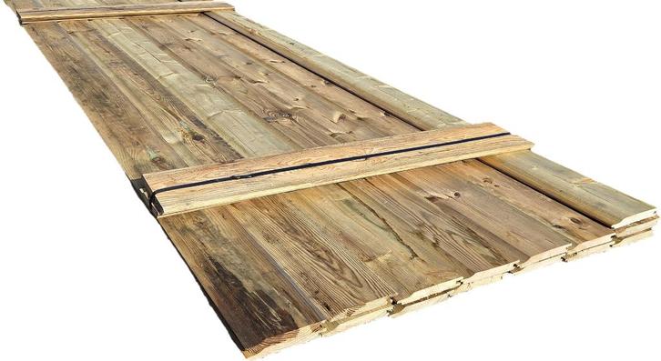 5.6 m²  Rabat hout -- Geïmpregneerd - nr: TP650, Tuin en Terras, Palen, Balken en Planken, Nieuw, Planken, 250 cm of meer, Ophalen