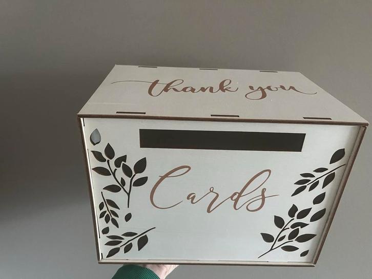Stijlvolle kaartendoos Bruiloft, Huis en Inrichting, Woonaccessoires | Kisten, Nieuw, Minder dan 50 cm, Minder dan 50 cm, Minder dan 50 cm