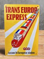 Metalen Wandbord Trans Europ Express Spoorwegen Trein, Verzamelen, Spoorwegen en Tramwegen, Nieuw, Overige typen, Trein, Verzenden
