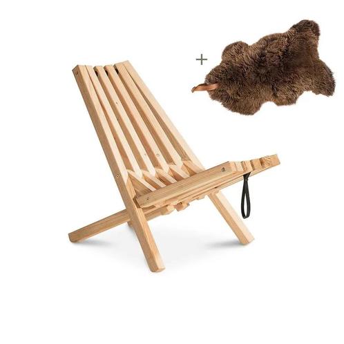 4 x Weltevree Fieldchair + schapenvacht, Tuin en Terras, Ligbedden, Zo goed als nieuw, Hout, Ophalen