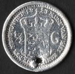Munt zilver, 0,5 gld, 1913, Wilhelmina met gaatje., Postzegels en Munten, Munten | Nederland, ½ gulden, Zilver, Koningin Wilhelmina