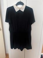 Zwarte Romper met Witte Kraag met open rug, Zwart, Gedragen, Boven de knie, Ophalen