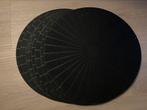 Placemat 8x zwart rond rubber 35cm, Bord, Ophalen of Verzenden, Zo goed als nieuw