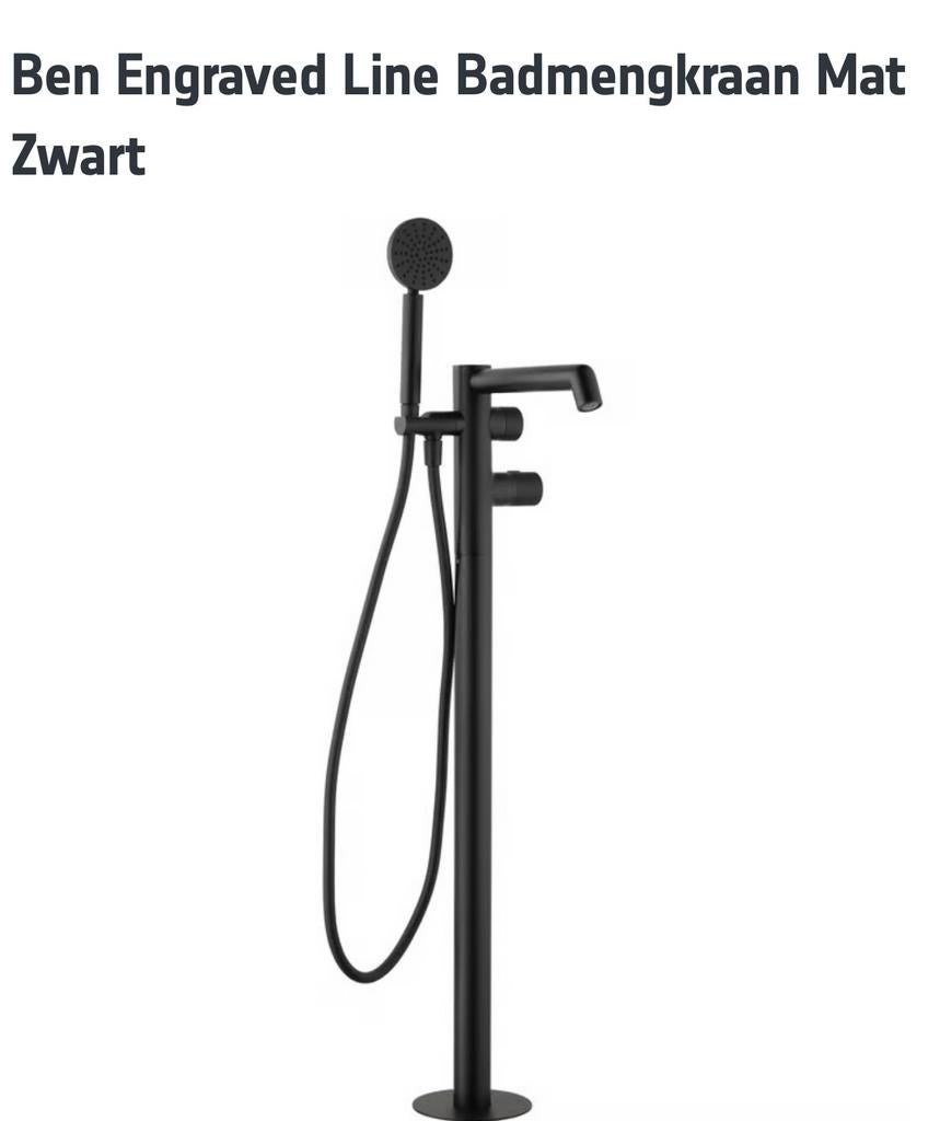 Ben Engraved Line Mat Zwarte Badmengkraan, Ophalen, Nieuw, Overige typen