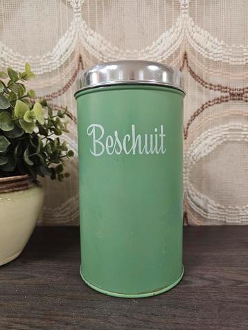 Vintage groene Brabantia beschuitblik retro beschuit bus beschikbaar voor biedingen
