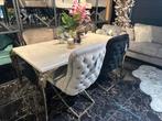 Luxe eettafel 180x90 cm met hoogglans blad en sierpoten, Tuin en Terras, Ophalen of Verzenden, Rechthoekig