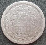 Zilveren kwartje: - 25 cent 1914., Postzegels en Munten, Munten | Nederland, Verzenden, Zilver, 25 cent, Koningin Wilhelmina