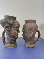 Twee Kongolese palmwijnbekers, Ophalen of Verzenden