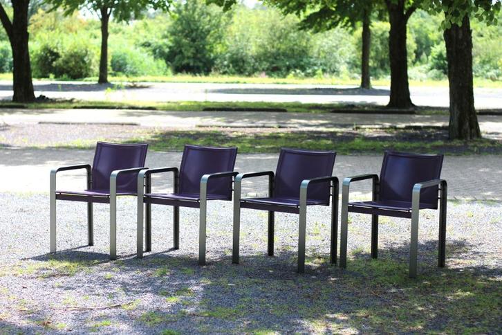 design stoelen Matteo Grassi Italy, Huis en Inrichting, Stoelen, Gebruikt, Vier, Leer, Metaal, Overige kleuren, Ophalen