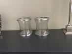 Set aparte vazen met metalen schotel en ring, Ophalen, Gebruikt, Overige kleuren, Glas