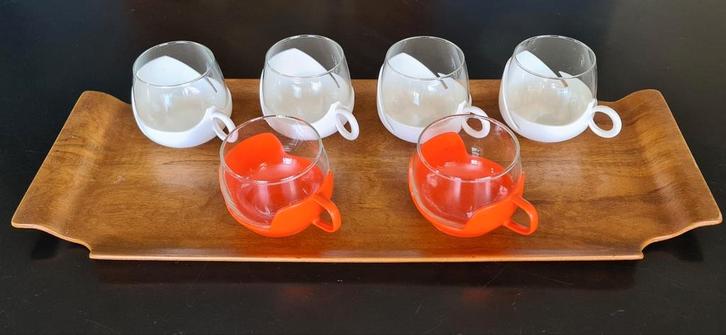6 retro theeglazen, Verzamelen, Retro, Huis en Inrichting, Ophalen