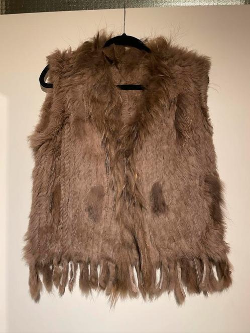 Dames bruin echt konijnen bont vacht warm gilet body mt M, Kleding | Dames, Bodywarmers, Zo goed als nieuw, Maat 38/40 (M), Bruin
