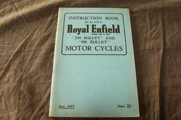 Royal Enfield Bullet 350cc 500cc 1953 instruction book beschikbaar voor biedingen