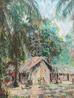 Landschap Afrika/Indonesië, Antiek en Kunst, Kunst | Schilderijen | Abstract, Ophalen of Verzenden