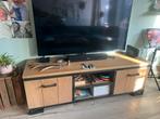 Goossens Massief houten dressoir/tv-meubel met stalen frame, Ophalen, 150 tot 200 cm, Eikenhout, Zo goed als nieuw