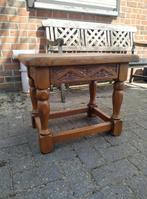 Massief eiken bijzettafel met opberglade izgst, Minder dan 55 cm, Rechthoekig, Hout, Ophalen