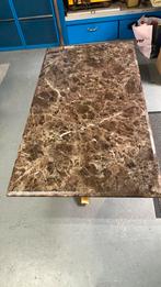 Marmeren salontafel bruin met messing, Huis en Inrichting, Tafels | Salontafels, Ophalen, 100 tot 150 cm, 50 tot 100 cm, Zo goed als nieuw