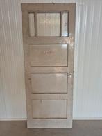 Oude houten binnendeur met glas, Gebruikt, 80 tot 100 cm, Binnendeur, Ophalen of Verzenden