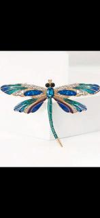 Nieuwe Libelle Broche met Kristallen, Overige materialen, 4 tot 7 cm, Met strass, Blauw