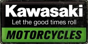 Kawasaki Motorcycles.  Metalen wandbord in reliëf 25 x 50 cm beschikbaar voor biedingen