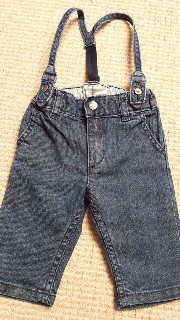 Spijkerbroekje met bretels - mt. 62 - H&M, Kinderen en Baby's, Babykleding | Maat 62, Nieuw, Jongetje, Broekje, Ophalen of Verzenden