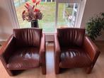 2 Leolux fauteuils (Fabio) cognac kleur, Huis en Inrichting, Ophalen, Gebruikt, Minder dan 75 cm, Leer