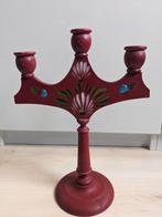 Vintage Zweedse houten kandelaar, driepoot, Ophalen of Verzenden, Gebruikt