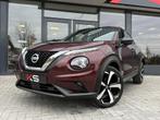 Nissan Juke 1.0 DIG-T Tekna Automaat 360 camera Carplay Navi, Gebruikt, Zwart, Leder en Stof, Bedrijf