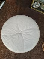 Leren beige poef rond 80 cm hoog ong 40 cm, Ophalen, Rond, Leer, 75 tot 100 cm
