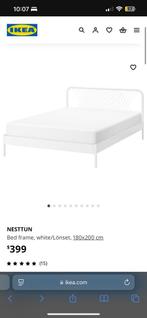 IKEA bed, lattenbodems, Huis en Inrichting, Slaapkamer | Bedden, Ophalen, Wit, Tweepersoons, 180 cm