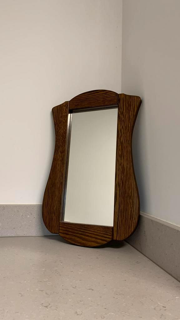 Eikenhouten Spiegel met Unieke Vorm, Huis en Inrichting, Woonaccessoires | Spiegels, Zo goed als nieuw, Minder dan 50 cm, Minder dan 100 cm
