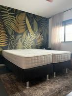 Boxspring met 2 IKEA matrassen 80x200 + Walra textiel, Huis en Inrichting, Ophalen, Gebruikt, Zwart, Tweepersoons