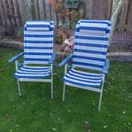 2 Crespo Relax Campingstoelen met Hoofdkussens, Ophalen, Zo goed als nieuw, Aluminium, Stapelbaar