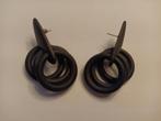 Houten Oorbellen met Ring Design, Sieraden, Tassen en Uiterlijk, Overige materialen, Zwart, Ophalen of Verzenden, Zo goed als nieuw