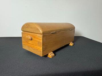 Vintage Grenen Houten Schrijfbakje/Pennenbakje beschikbaar voor biedingen