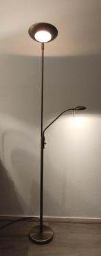 Uplight vloerlamp met leeslamp en dimmer, Huis en Inrichting, Lampen | Vloerlampen, Ophalen, Zo goed als nieuw, Glas, 150 tot 200 cm