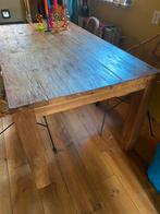 Robuuste eettafel old teak 160 x 90, Ophalen, Gebruikt, Teakhout, 50 tot 100 cm