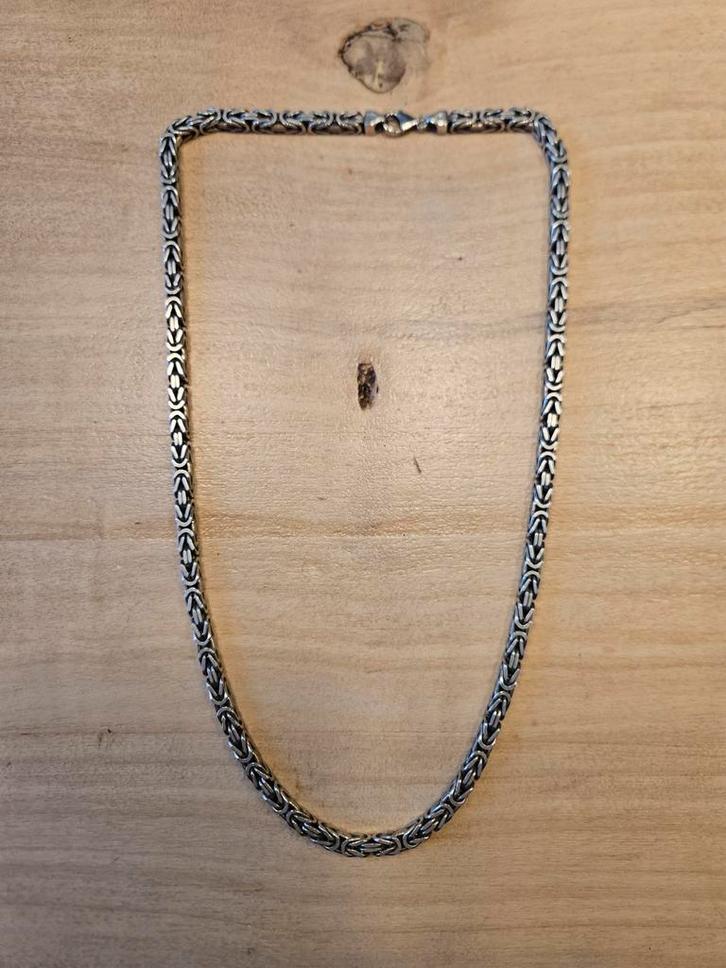 Zilveren Koningsketting Heren - 60cm, 5mm, Sieraden, Tassen en Uiterlijk, Kettingen, Zo goed als nieuw, Zilver, Zilver, Ophalen of Verzenden