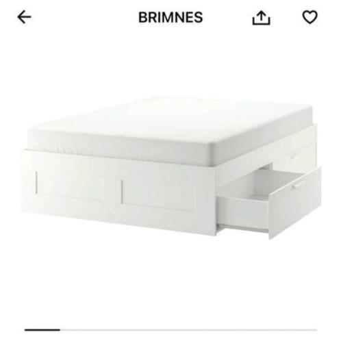 Ikea Brimnes bed met 4 lades, Huis en Inrichting, Slaapkamer | Bedden, Gebruikt, Tweepersoons, 140 cm, 200 cm, Hout, Wit, Ophalen